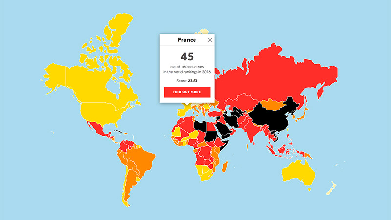La France perd 7 places au classement de Reporters sans frontières