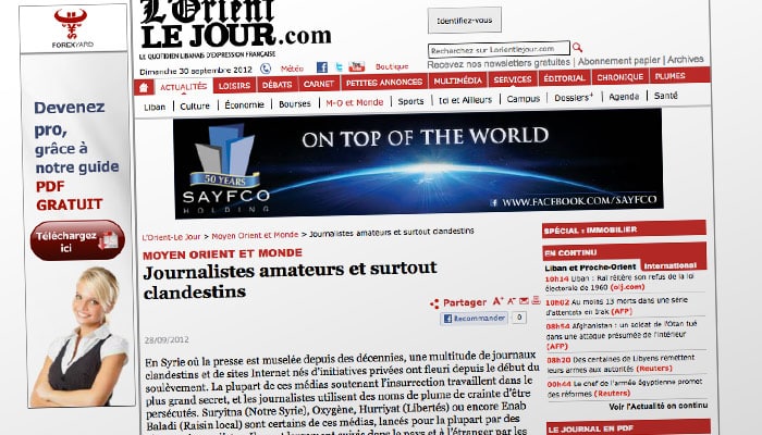 Lu sur L'Orient Le Jour : "Journalistes amateurs et surtout clandestins"