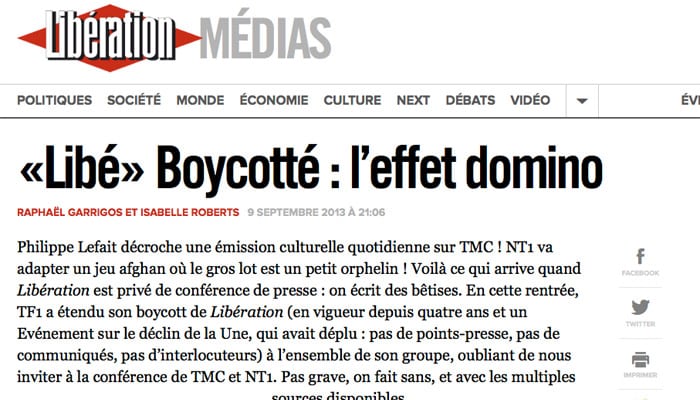 Libération affirme être boycotté par TF1 depuis 4 ans