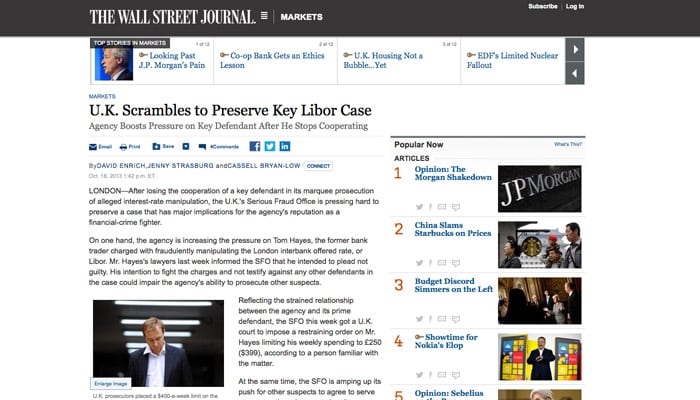 Libor : Le Wall Street Journal contraint de retirer un article
