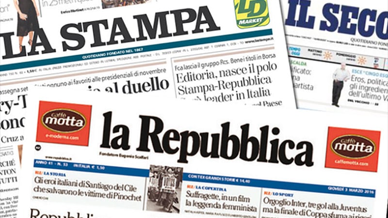 Italie : La Repubblica et La Stampa fusionnent
