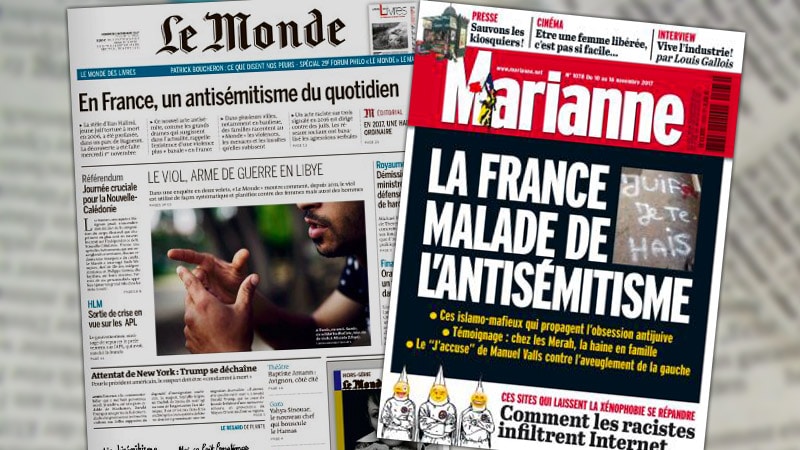 Antisémitisme en France ? Le Monde 0 / Marianne 1 !