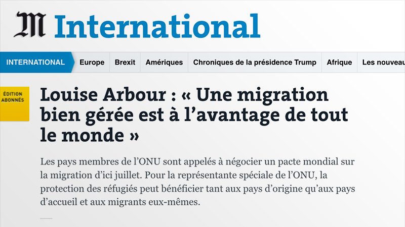 L’ONU via Le Monde : « une migration bien gérée est à l’avantage de tout le monde »