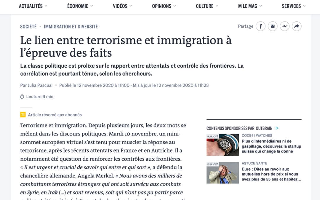 Terrorisme et immigration selon Le Monde : pas d’huile sur le feu et pas d’amalgame