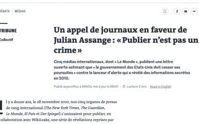Un appel de cinq journaux en faveur de Julian Assange