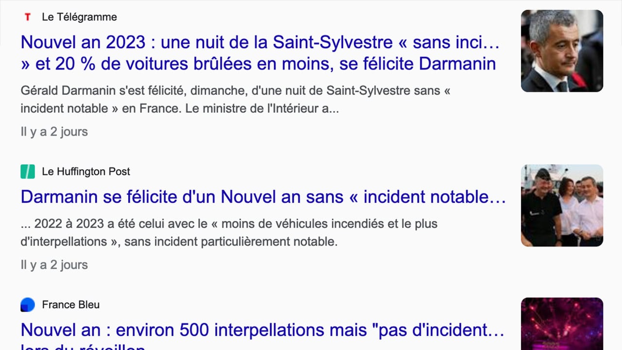 Une Saint-Sylvestre « sans incident notable », les éléments de langage aseptisés du ministre de l’intérieur repris par les médias de grand chemin