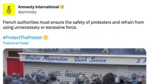 Amnesty International condamne la répression des manifestations en France