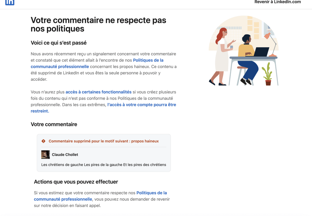 Censure LinkedIn